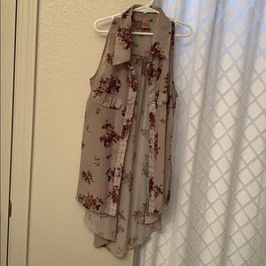 Floral collared tank top